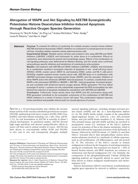 Pdf Abrogation Of Mapk And Akt Signaling By Aee Synergistically