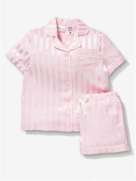 Girls Pink Stripe Satin Pj Set Peter Alexander Online