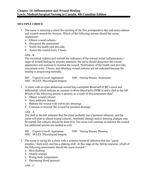 Medsurg Chapter 14 Chapter 14 Inflammation And Wound Healing Lewis