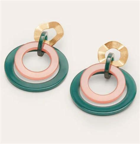 Boucles d oreilles originales résine malachite perle quartz