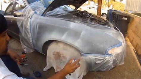 HOW 2 SPRAY PAINT A RUSTY CAR FENDER HOW TO PAINT A CAR WITH SPRAY