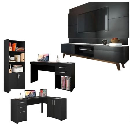 Conjunto Sala De Tv Office Rack Painel G Classic Multiuso