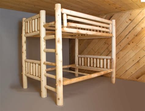 Rustic White Cedar Log Bunk Bed In Twin Full And Queen