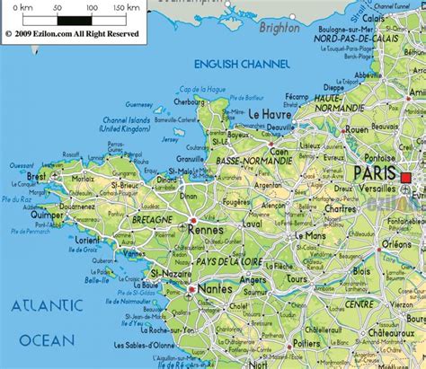 Map of north west France - Map of France north west (Western Europe ...