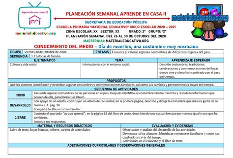 Planeaci N Del Segundo Grado Con Actividades De Acuerdo A Los