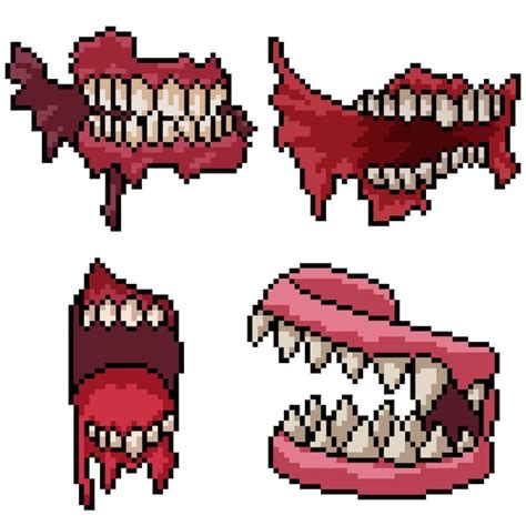 Premium Vector | Collection of horror pixel art