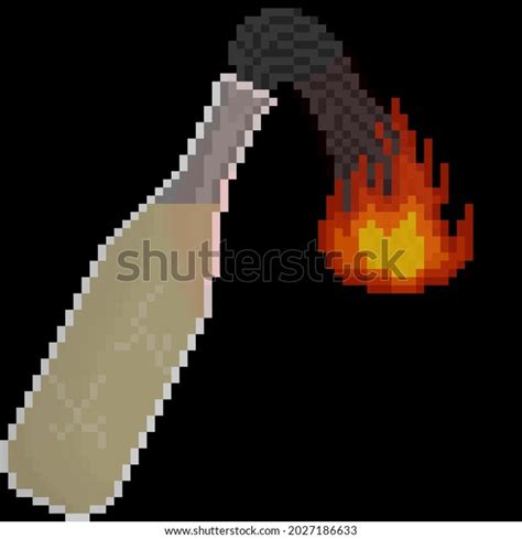 This Molotov Cocktail Pixel Art Stock Illustration 2027186633