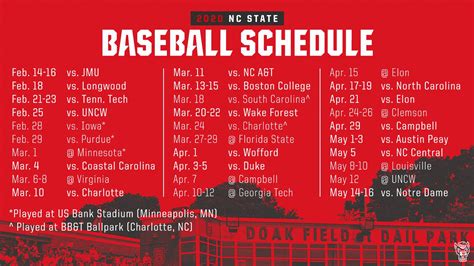 NC State Releases 2020 Baseball Schedule - Pack Insider