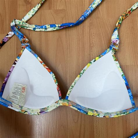 Adorable Fish Print Bikini Top With Ring Details On Depop