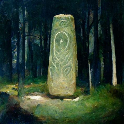 Standing Stone In A Clearing In The Woods Carved Midjourney OpenArt