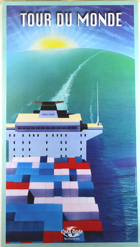 Affiche French Line CMA CGM Tour Du Monde 2000 French Vintage