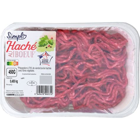 Haché au bœuf SIMPL la barquette de 450g à Prix Carrefour