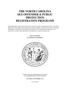 THE NORTH CAROLINA SEX OFFENDER PUBLIC The North Carolina Sex