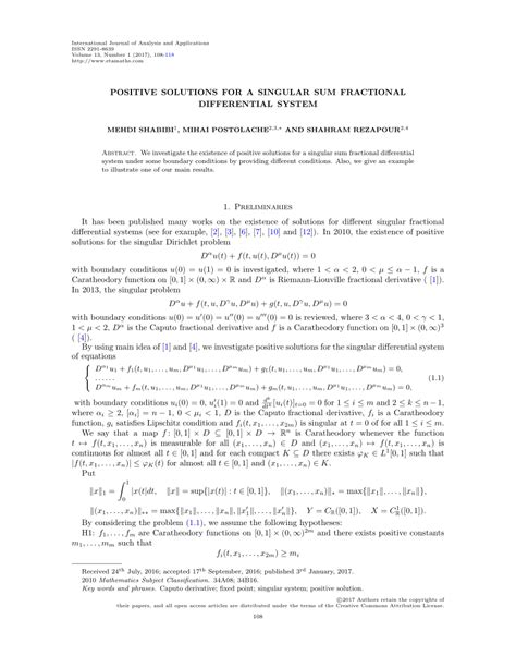 Pdf Positive Solutions For A Singular Sum Fractional Differential System