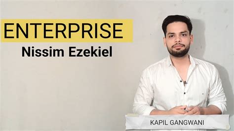 ENTERPRISE BY Nissim Ezekiel POEM SUMMARY AND EXPLANATION IN HINDI