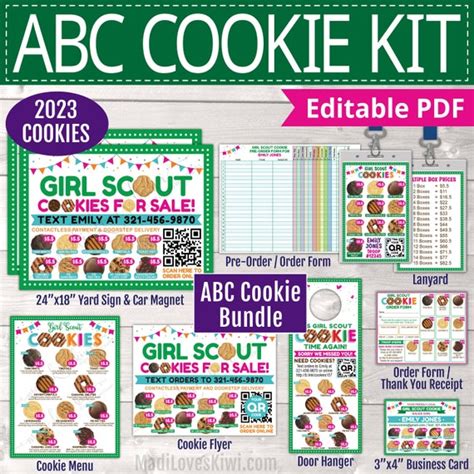 Abc Printable Girl Scout Cookie Bundle Editable Yard Sign Menu