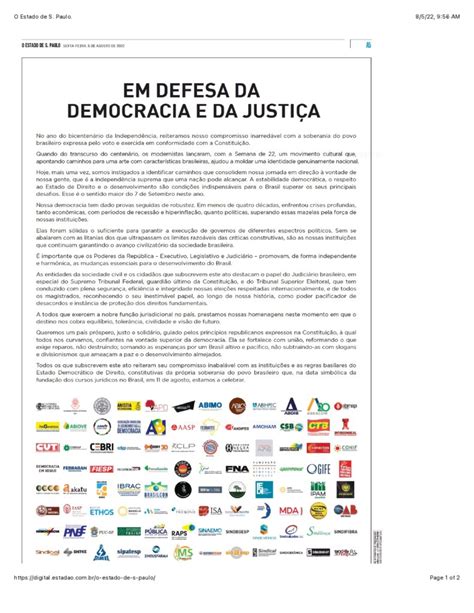 Em Defesa da Democracia e da Justiça Academia Paulista de Direito