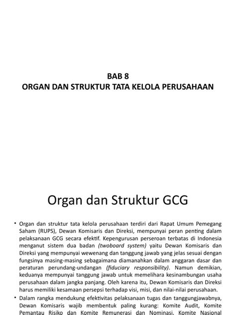 Bab 8 Organ Dan Struktur Tata Kelola Perusahaan Pdf