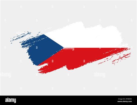 Artistic Grunge Brush Flag Of Czech Republic Isolated On White Background Elegant Texture Of