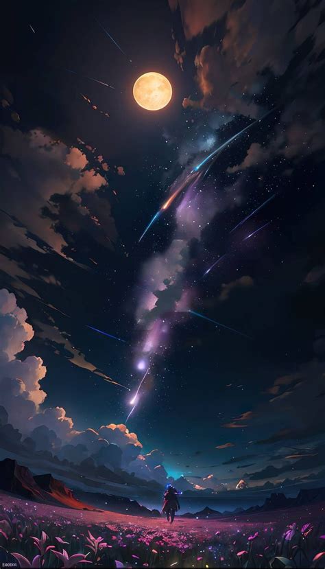 Starfall Anime Scenery Wallpaper Landscape Wallpaper Night Landscape