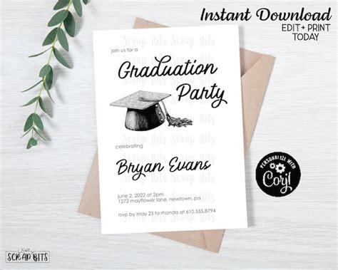 Class Of 2023 Graduation Invitation Card Printable Graudation Canada Graduation Invitation Cards