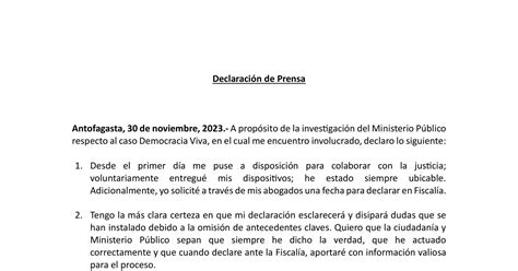 Carlos Contreras Declaración De Prensa 30 Noviembre 2023 Docx Docdroid