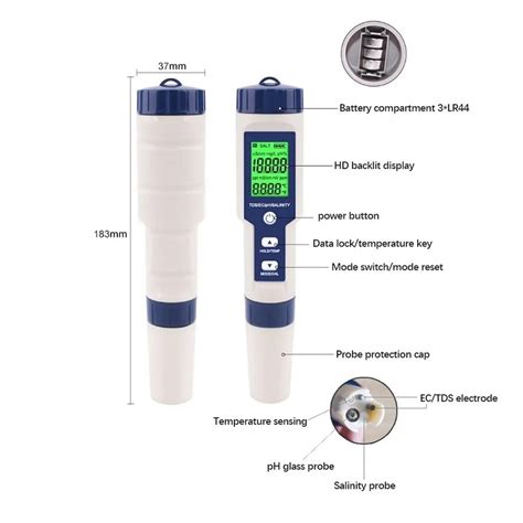 Ph Salinity Tds Ec And Temperature Tester Meter SCIENCESIO LANKA