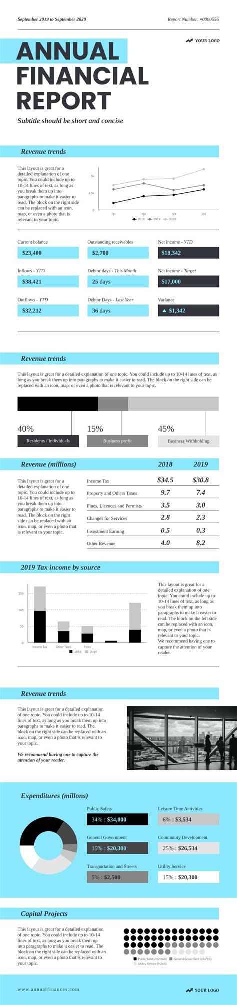 annual financial report  infographic template piktochart