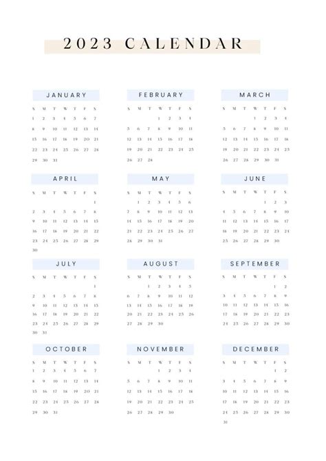 2023 Calendar Printable PDF (Blank Templates) - Print Here