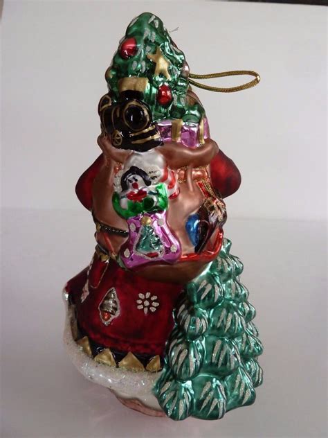 Fitz And Floyd Blown Glass Christmas Santa Ornament Large 1833851829