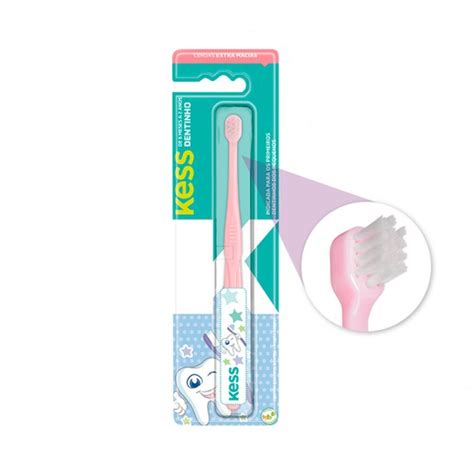 Escova Dental Infantil A Meses Kess Dentinho Rosa E Azul Loja Lemis