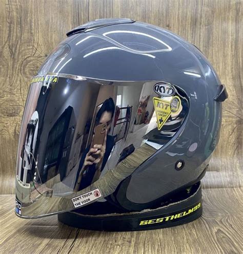 Kyt Kyoto Solid Gorila Grey Paket Ganteng Visor Iridium I Spoiler I