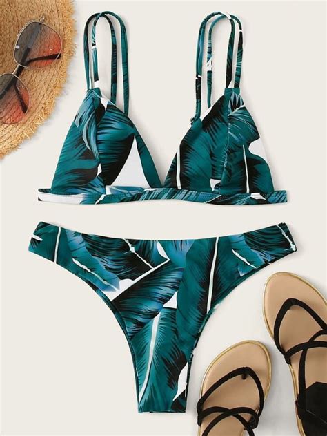 Tropical Triangle Bikini Set Women S Fashion Swimwear Bikinis Swimsuits On Carousell