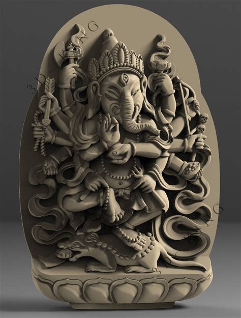 Pcs D Stl Model God Ganesha Reliefs Theme For Cnc Router Etsy