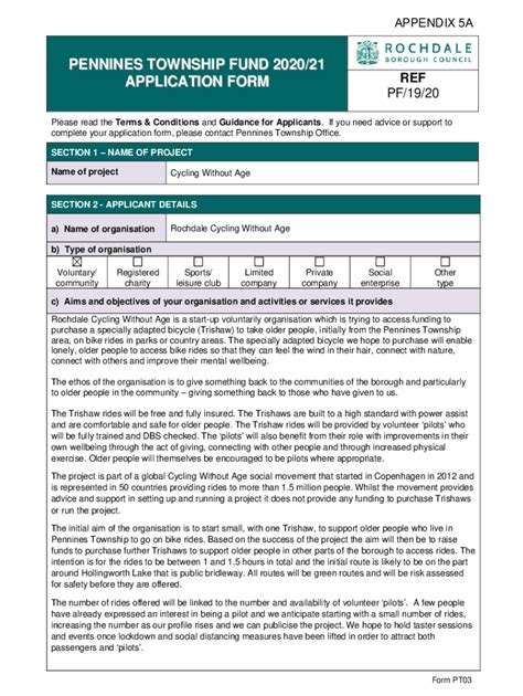 Fillable Online Democracy Rochdale Gov Pennines Township Fund