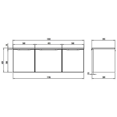 Roper Rhodes Frame 1200mm Wide Wall Mounted 3 Drawer Vanity Unit