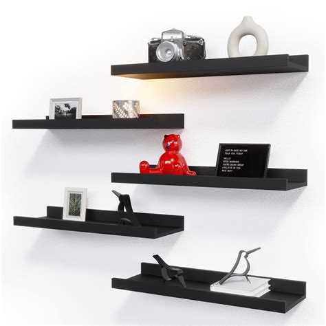 RICHER HOUSE 5 Set Floating Wall Mounted Shelves, Black Shelves for ...