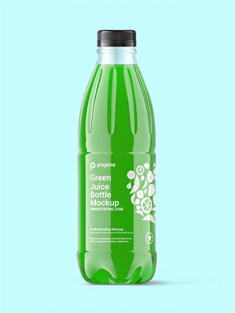 Green Juice Clear PET Bottle Mockup - Premium Mockups PSD