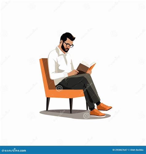 Man Reading Book Vector Flat Minimalistic Isolated Illustration Stock