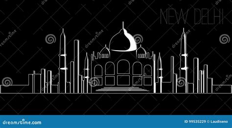 Skyline of New Delhi stock vector. Illustration of monument - 99535229