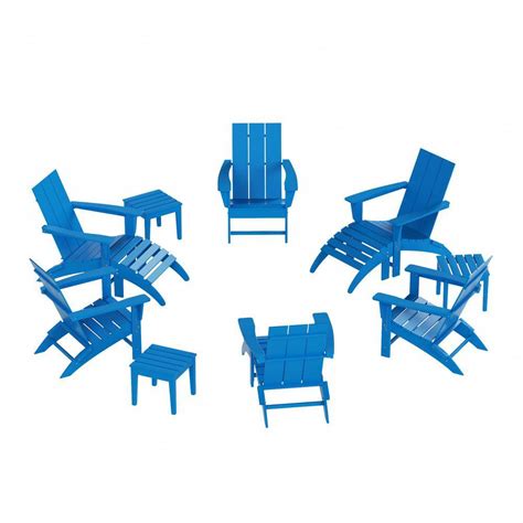 WESTIN OUTDOOR Shoreside Pacific Blue 12 Piece HDPE Plastic Patio