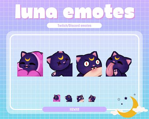 Luna Emotes Sailor Moon Cat Emotes Twitch Emotes Etsy