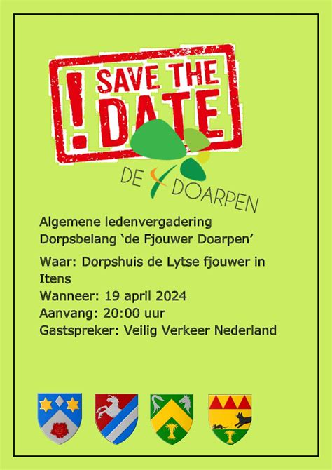 Save The Date Alv Doarpsbelang De Fjouwer Doarpen De Fjouwer Doarpen