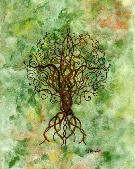 Celtic Tree Of Life Original Watercolor Keltischer Baum Keltischer