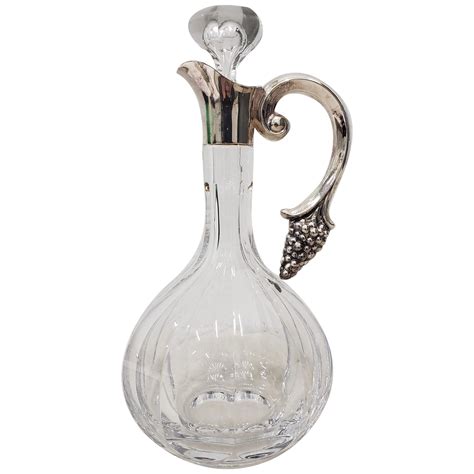 Crystal Wine Decanter with Sterling Silver Handle at 1stDibs | crystal