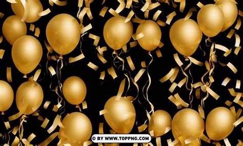 Luxurious Celebration Scene Golden Inflatable Balloons Confetti And