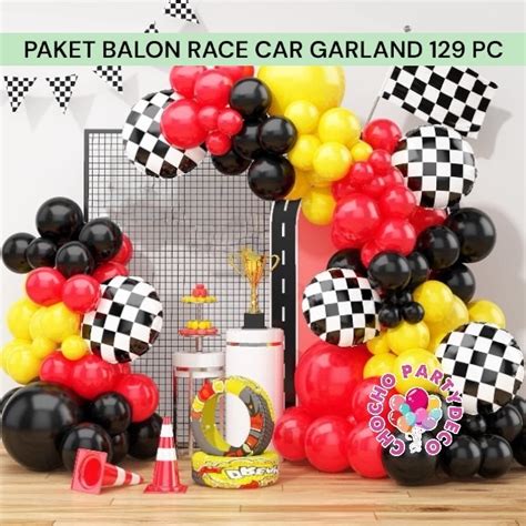 Jual Paket Balon Race Car Hotwheels Garland Pc Dekorasi Ulang