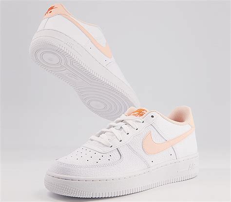 Nike Air Force 1 Boys Trainers White Crimson Tint Hyper Crimson Nike