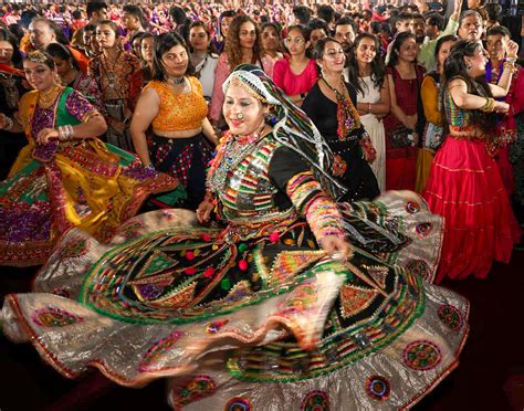 Women Wearing Traditional Dresses Perform Garba In Mumbai