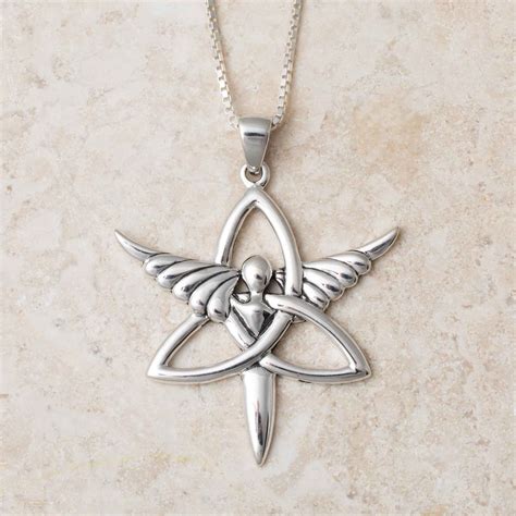 Trinity Angel Sterling Silver Necklace Elegance And Faith Combined